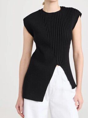 RÓHE Black Asymmetric Sleeveless Knitted Top EU 36 / US 4